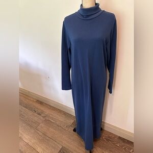 Weekender Blue Maxi Ribbed Sweater Dress Turtleneck Size Large